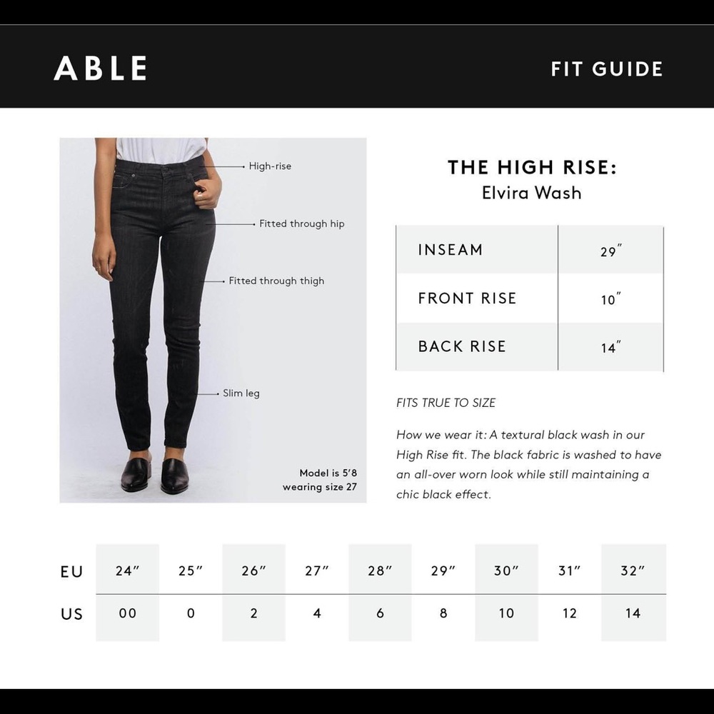 ABLE high rise jeans in “Elvira” wash.